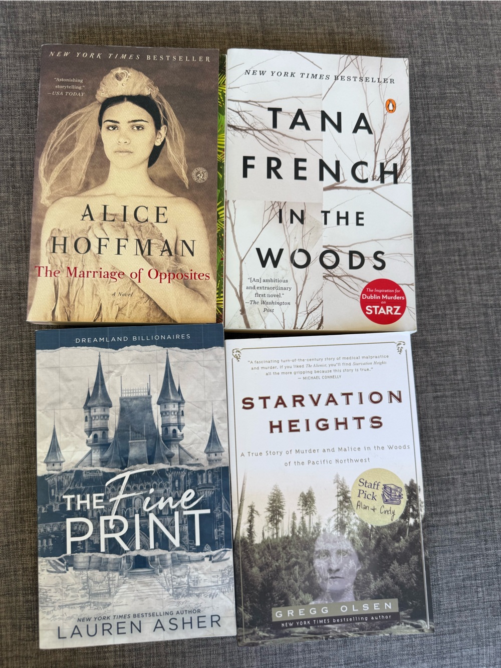 Set of 4 Paperback Novels - Mixed Authors - Neutral Cover Colors